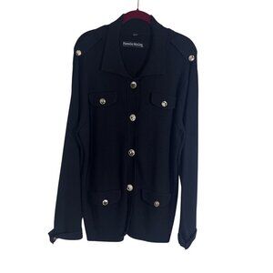 Pamela McCoy Jacket Women M Black Ribbed Neutral Old Money Luxury Preppy 70s